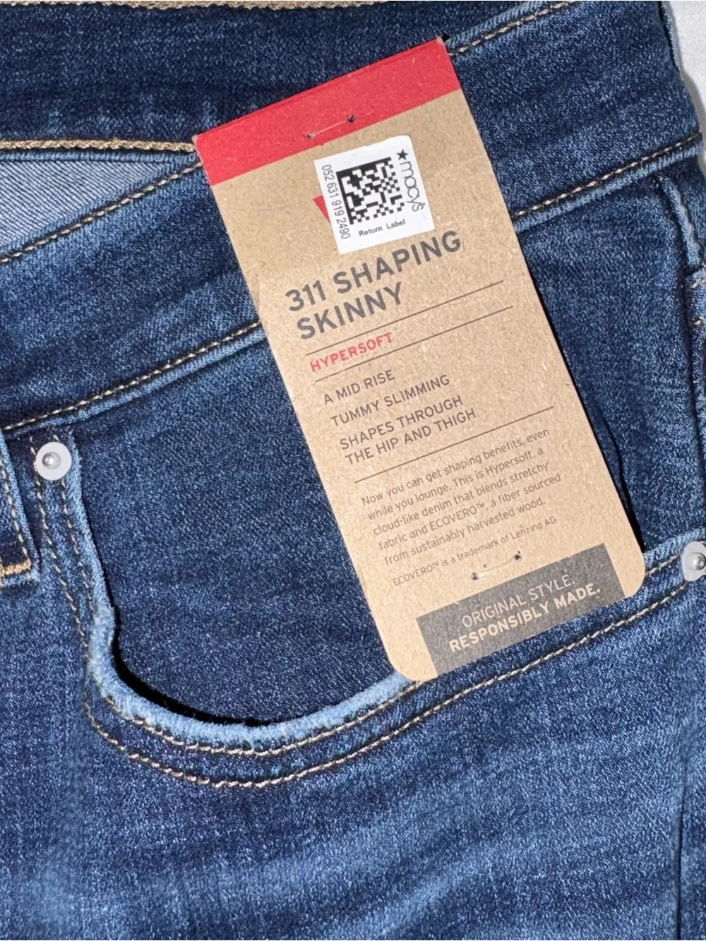 New! LEVI 311 SHAPING SKINNY JEANS denim distressed holey size 24W